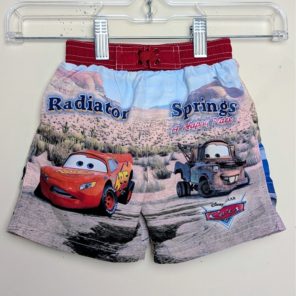 Vintage Disney Cars Pixar Lightning McQueen Mater Y2K Swimming Trunks 12‎ Months
